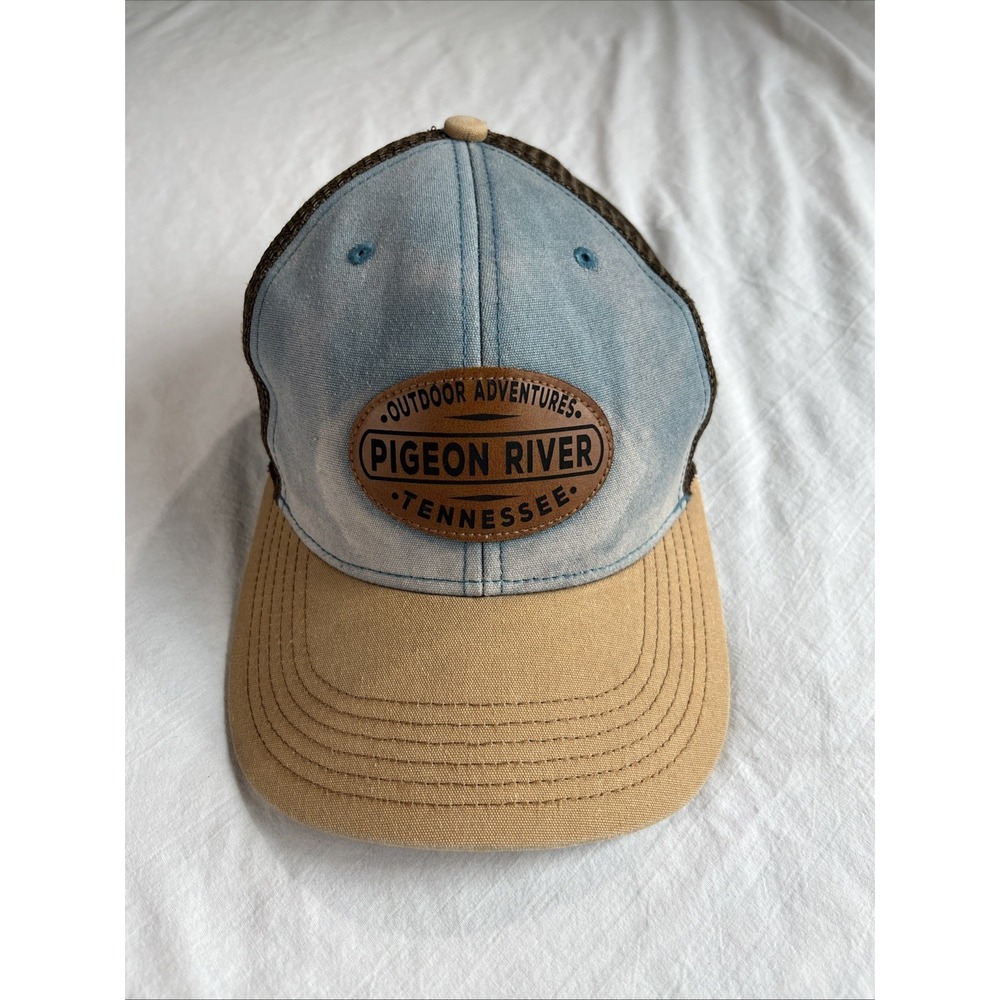 Pigeon River Tennessee Hat Blue Brown Outdoor Adventures Adjustable Trucker Cap